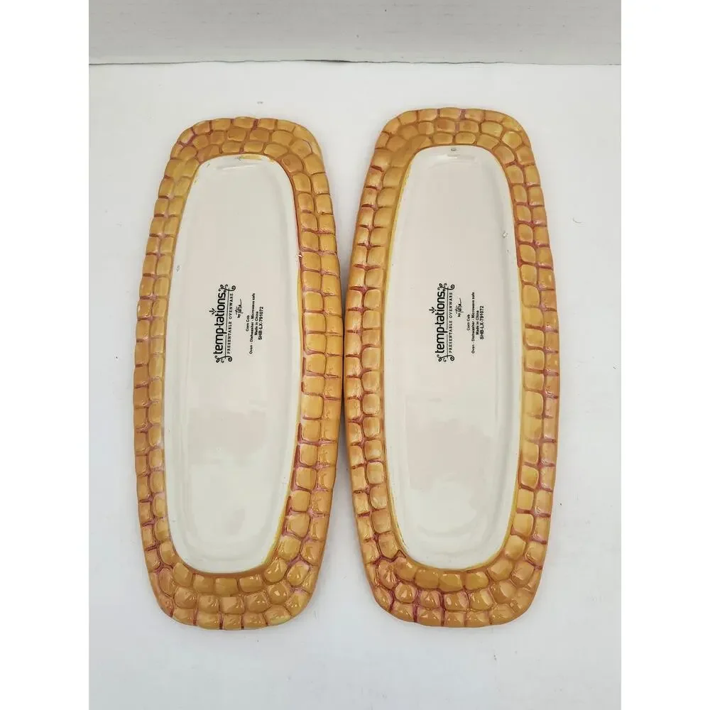 Temp-tations Figural Corn Cob Serving Set Bowl Plates Skewers